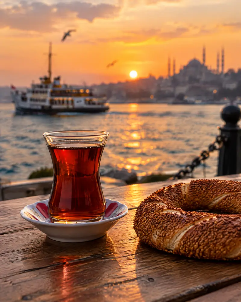 Çay & simit on the Bosphorus